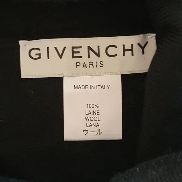Givenchy Black Split Logo unisex Beanie Paris Motif Knitted 100% Laine W…